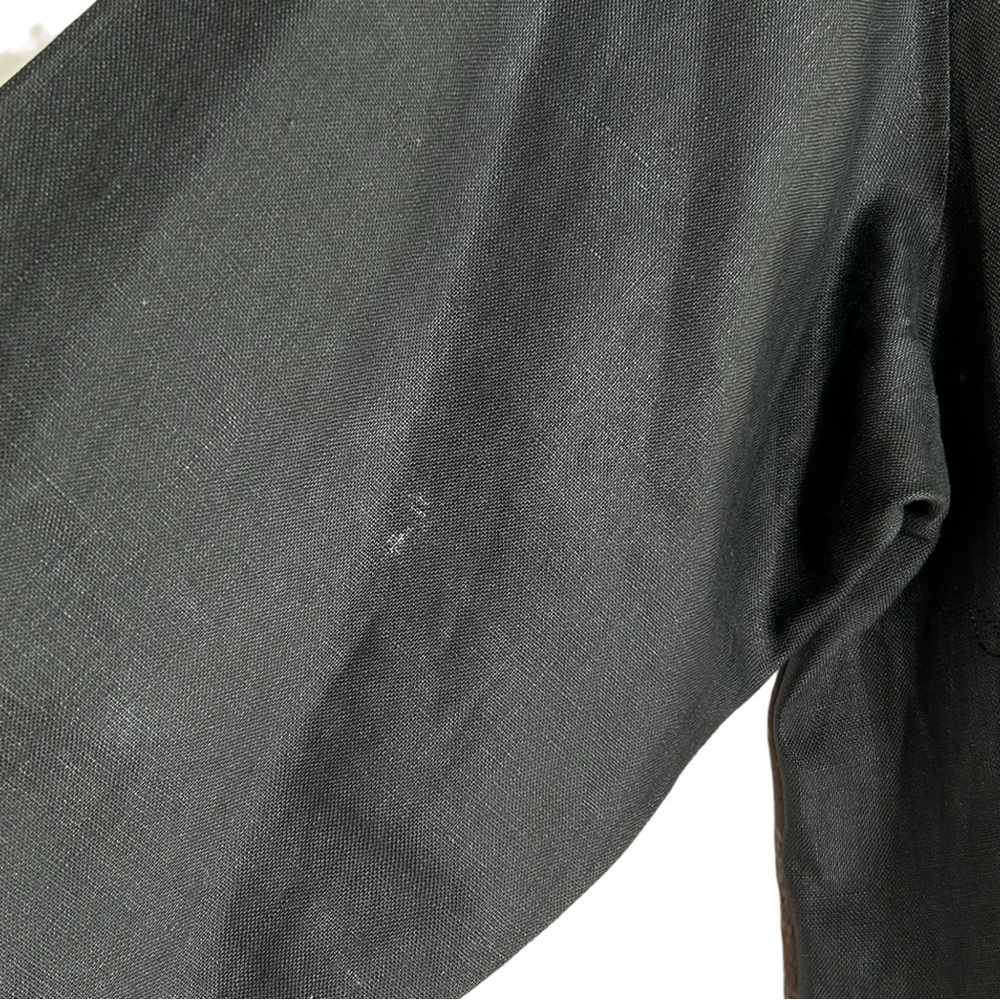 4/$20 Vintage David Dart Linen Black Button Front Butterfly Inset Jacket Top - Picture 5 of 7